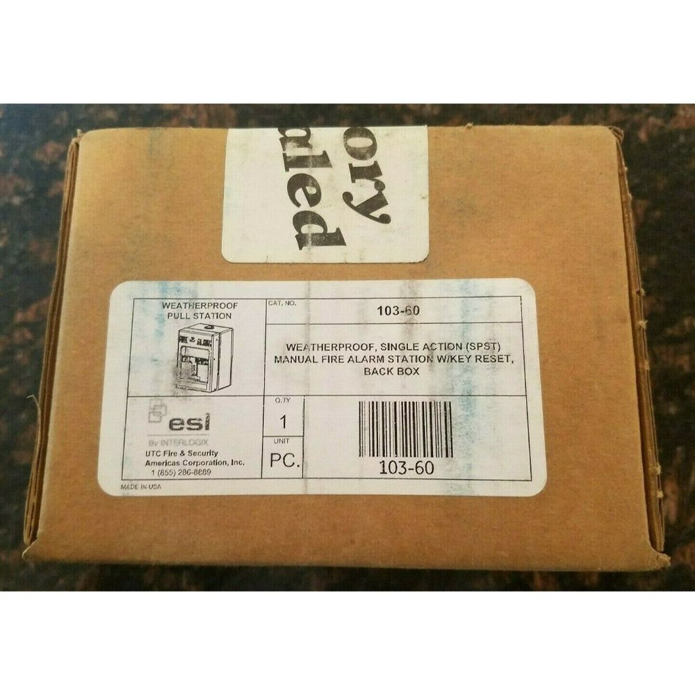 Interlogix ESL 103-60 Manual Fire Alarm Station Weatherproof Single Action New